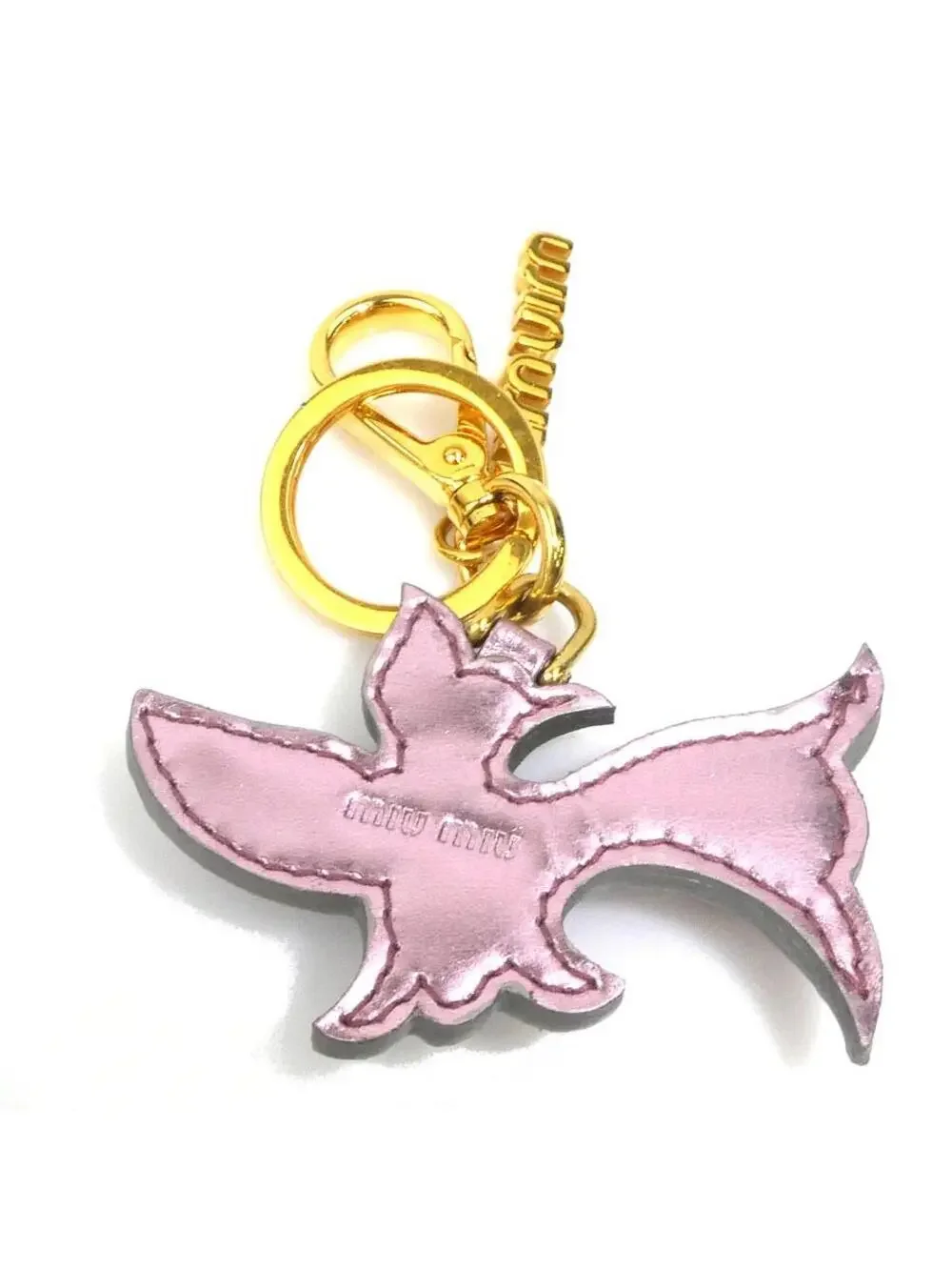 Auth Miumiu Charm Key Ring Purple/Gold #308920M11B